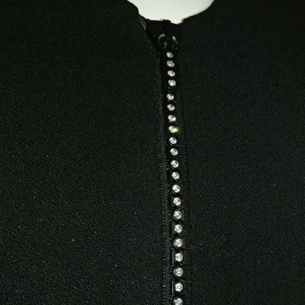 Christian Dior Women's Jacket Blazer Rhinestones Zipper In Black Size 6
